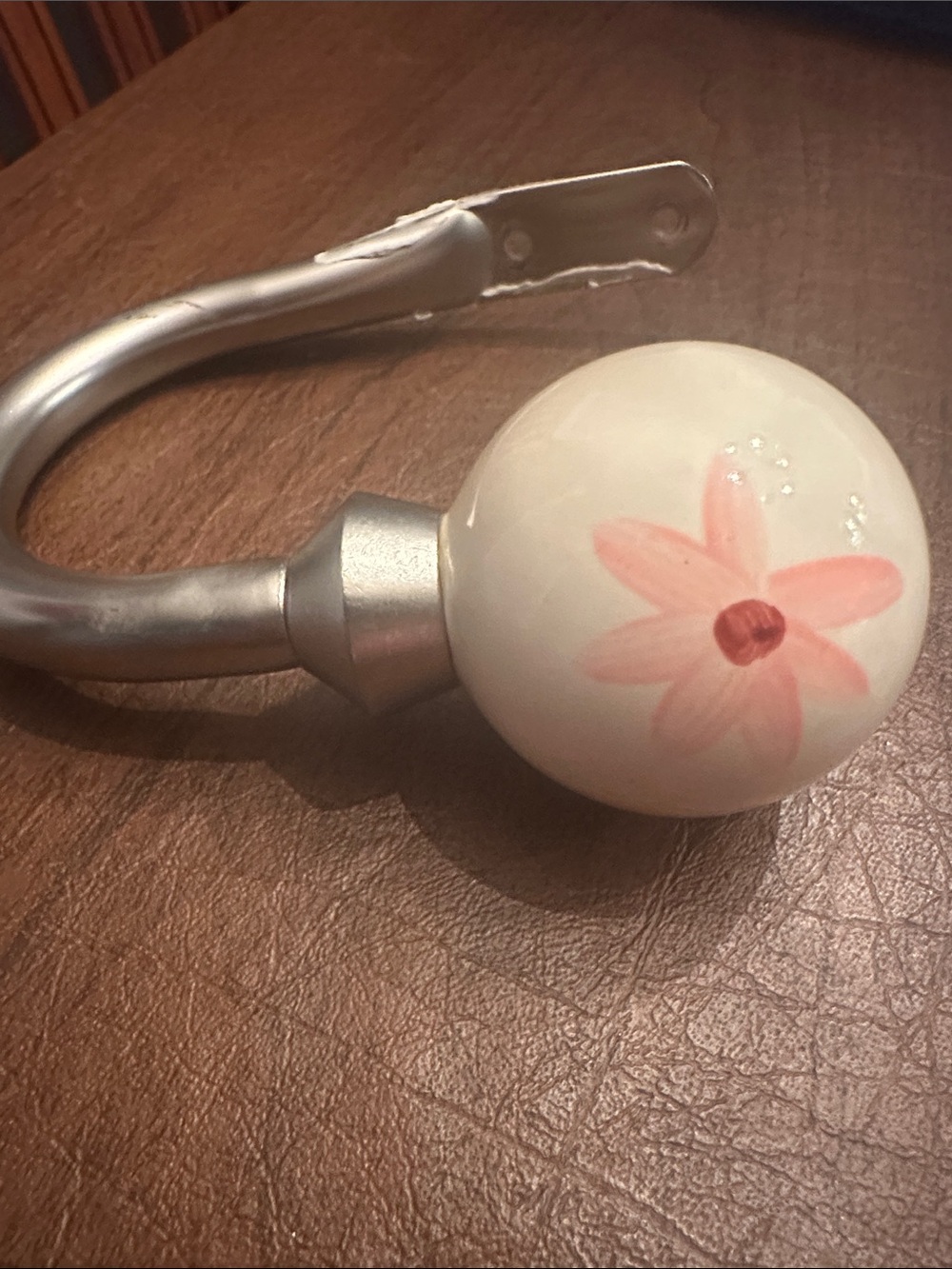 Ceramic Floral Tieback Hooks in White and Peach